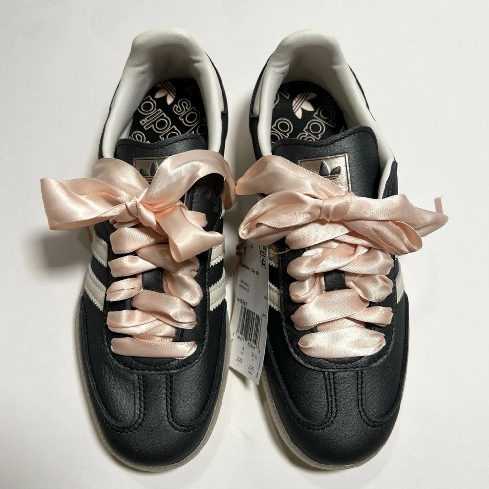 Adidas Women's Black Samba Sneakers with Pink Satin Laces BRAND NEW - Picture 4 of 6